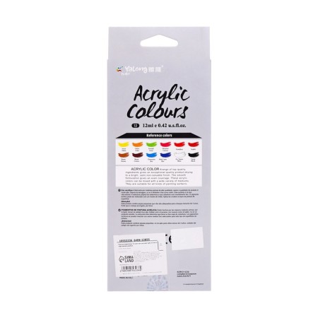 Acrylic paints 12 colors in a metal tube 12 ml in a cardboard box-4