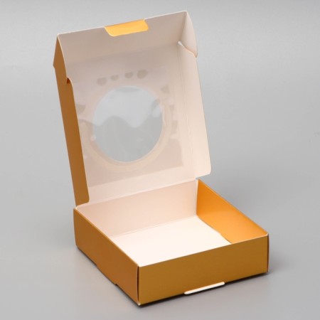 Boxing box, with a window, gold, 10 x 10 x 3 cm-3