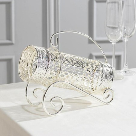 A bottle stand, 24 × 9.5 × 21, metal, silver color-1