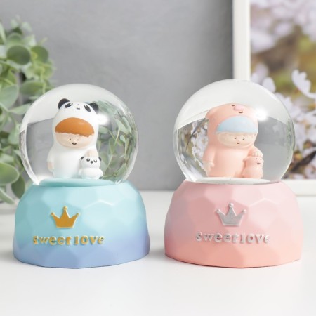 Souvenir Polystone Water Ball Light "Baby in a costume with a pet" mix d = 6.5 cm 9.5x7x7 cm-2