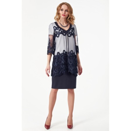 Female dress, size 42, blue, white color-2