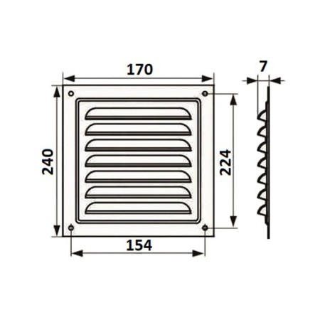 Ventilation grate Zein luxury RM1724, 170 x 240 mm, with a grid, metal, white-6