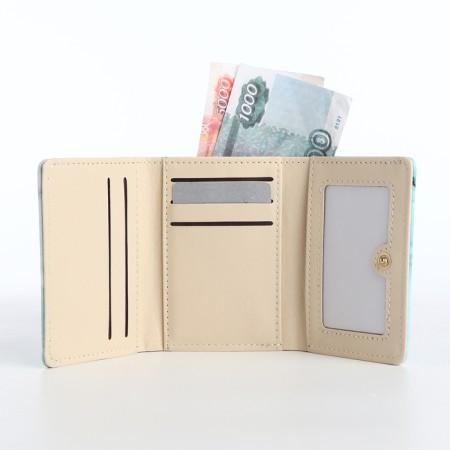 Women's wallet on the button, green color-3