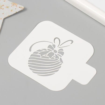 Plastic stencil "Christmas tree toy", size 9x9 cm-1