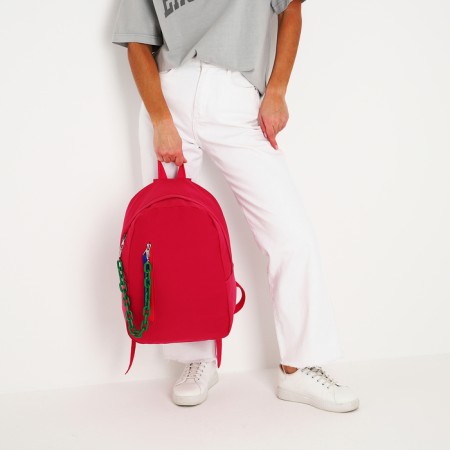 School textile school with pocket, pink color, 45x30x15 cm-10