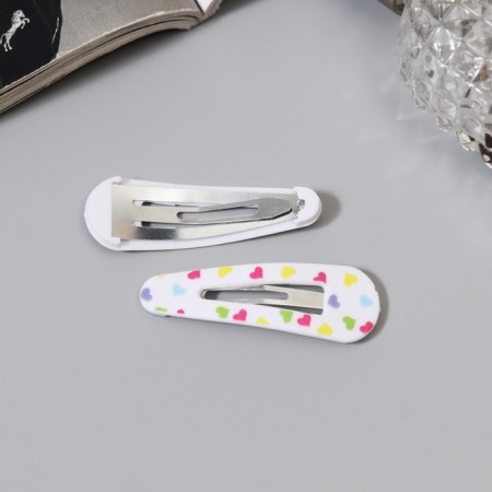 Invisible hair "Gloria", set 4 pcs., Hearts, 5 cm-1