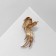 Brooch "Bird" with a fluffy tail, colored in gold