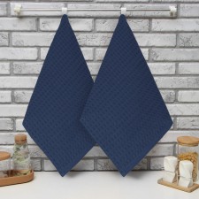 A set of kitchen towels of the Dolyana, the color of the indigo, 35x60cm-2pcs, 100% cotton, waffle, 220 g/m2