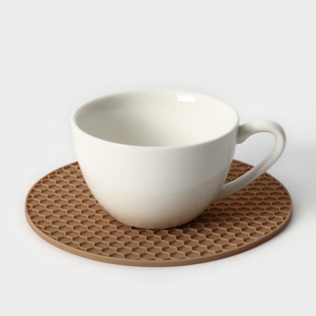 Silicon-based mat for hot, d = 140 mm, thickness = 3.5 mm, beige-2