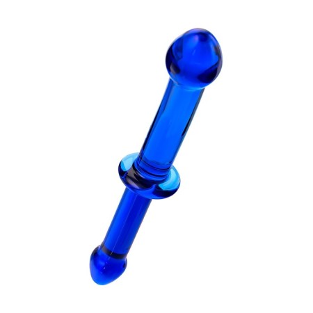 Sexus Glass bilateral phallimitator, glass, blue, 25 cm-2