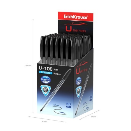 Ballic handle Erichkrause U-108 Classic Stick, a needle node 1.0 mm, black ink black, ultra-soft letter-7