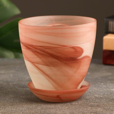 Flower pot with pallet No. 2 "Aleb" brown matte, 0.85 liters