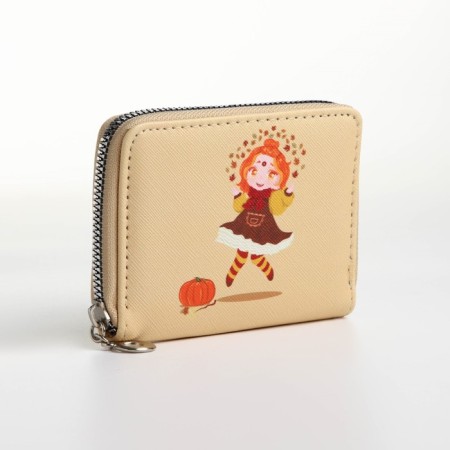 Lightning wallet, card for cards, for coins, beige color-1