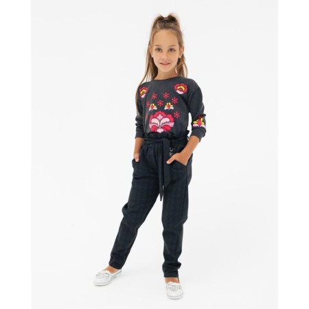 Pants for girls, gray color, height 104 cm-3