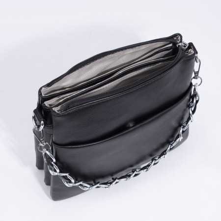 Bag Cross-Bodi with a zipper, black color-6