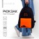 School youth backpack, lightning department, external pocket, black/orange color