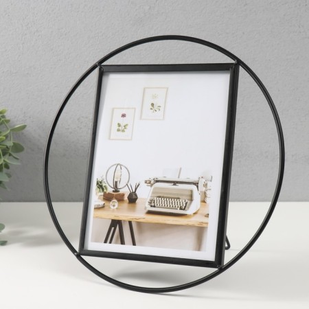 Photo frame Metal in 1 photo 15x20 cm "Loft. Circle" black 26.8x26.8x2 cm-1