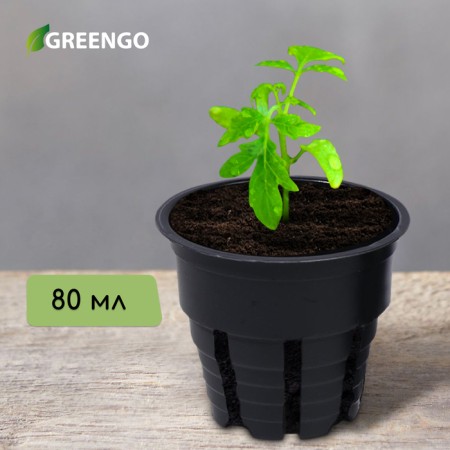 Pot for seedlings, 80 ml, d = 6 cm, h = 5 cm, black, Greengo