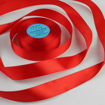 Satin tape, 25 mm × 33 ± 2 m, color red No. 026