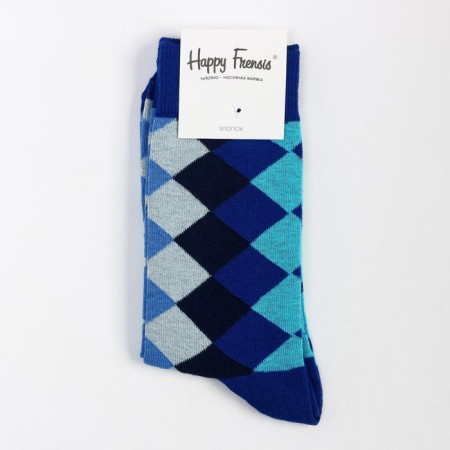 Socks "rhombuses", blue color, size 25-27-3