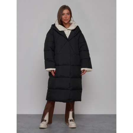 Coat insulated winter female, size 48, black color-2