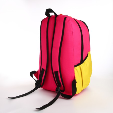 School backpack, 2 lightning departments, 3 pockets, pink/yellow color-3