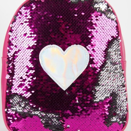 Baby backpack for a girl with sequins "Heart", a lightning department, pink color-2
