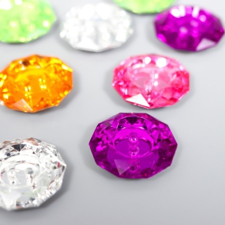 Buttons plastic for creativity 2 punctures "Kant Rhin" set 15 pcs Mix d = 1.8 cm-1