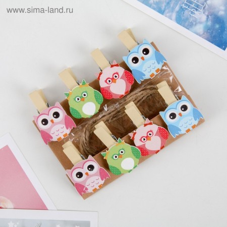 Прищепки Доляна «Совушки», 3,6 см, 8 шт-4