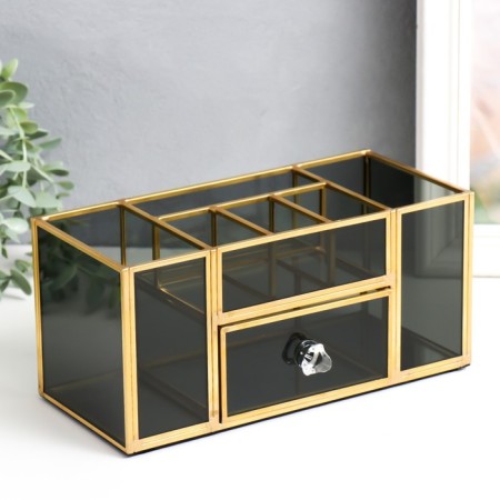 Casket glass for cosmetics and jewelry with a “darkened” box 10.3x10.3x23.3 cm
