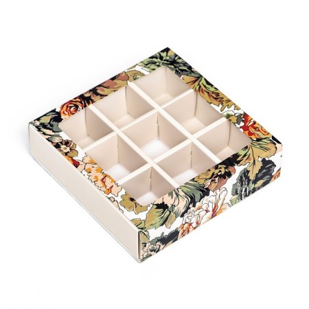 Box for 9 sweets with a shell, "inspiration" 13.8 x 13.8 x 3.8-2