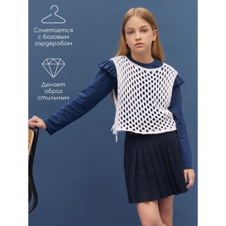 Knitted children's vests Amarobaby Mesh, height 152 cm, white color-3