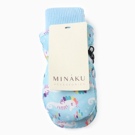 Winter children's mittens minku, Blue color, 15cm-6