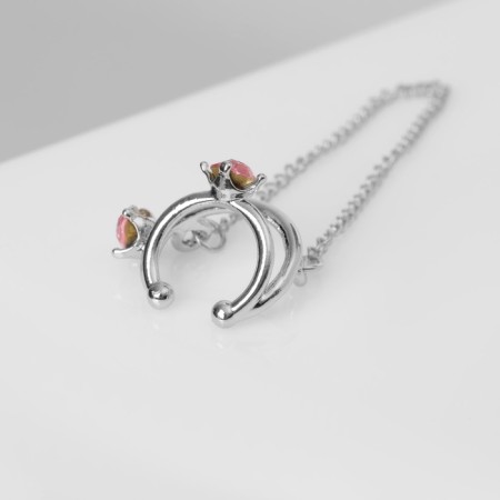 Earr "Kaff" two rings, pink color in silver-2