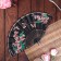Fan plastic, textiles "field flowers" sparkles gold mix 23 cm