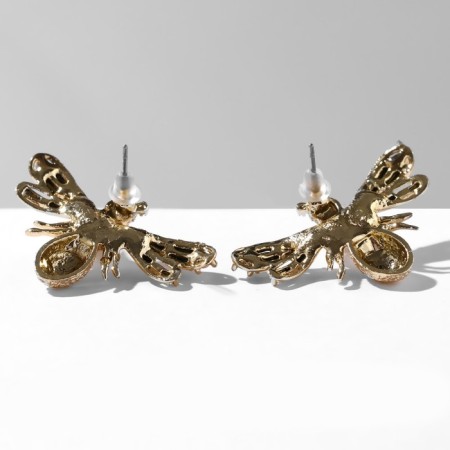 Earrings with pearls "Flies" are fabulous, white color in gold-1