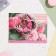 The complex is complex "Happy birthday!" Pink flowers, embossing, A5