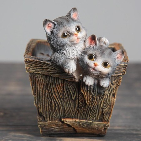 Figure Kashpo "Box with kittens" 16x18x20cm-3