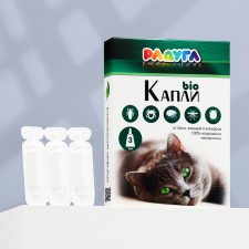 Капли "Радуга БИО" для кошек от блох, клещей, комаров, 3 х 1 мл