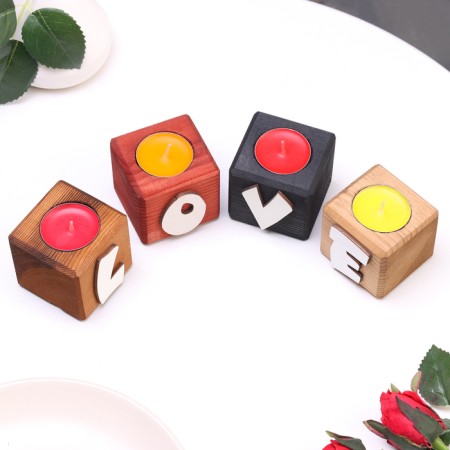 Interior candlestick 4 pcs with the inscription Love, color: "mix", aroma: berry-fruit mix-2