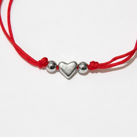 Bracelet "Bunny" heart, red color with silver-1
