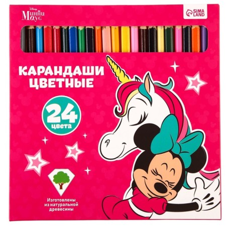Color pencils, 24 colors, trihedral, Minnie Mouse and Unicorn-2
