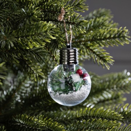 Christmas ball "Snow needles", d = 6 cm, 1 LED, LR44x3 (in the set), glow warm white-1