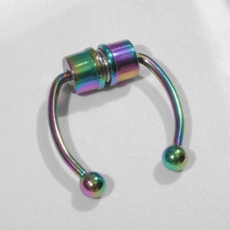 Nose piercing (fake for septum) with interchangeable nozzles, on a magnet, color mix-1