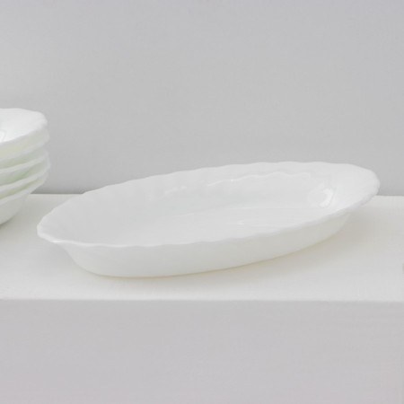 A set of oval plates Luminarc Trianon, D = 22 cm, glass ceramic, 6 pcs, white color-1