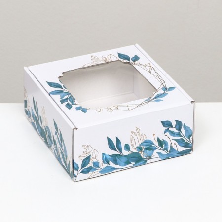 Self -charged box, with a window, "Flowers Dance" 19 x 19 x 9 cm set 5 pcs-1