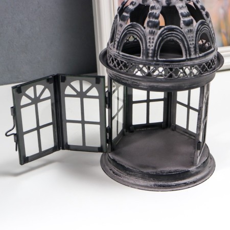 Climber Metal "Lantern - Old Castle" Black 13x13x23 cm-1