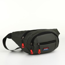 Lightning waist bag, 3 outer pockets, green color