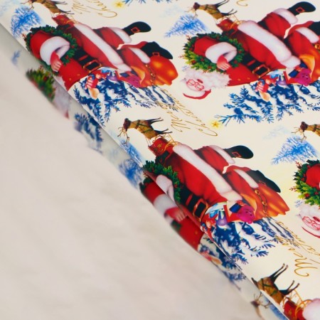 Packing film for gifts, metallized, 35MKM "Santa in the forest", 50x70cm-2