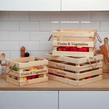 Box for vegetables and fruits, 29 × 23 × 19 cm, wooden, Greengo-7